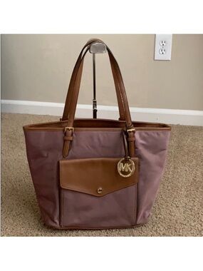 Michael Kors Dusty Mauve Tote with Brown Leather Trim